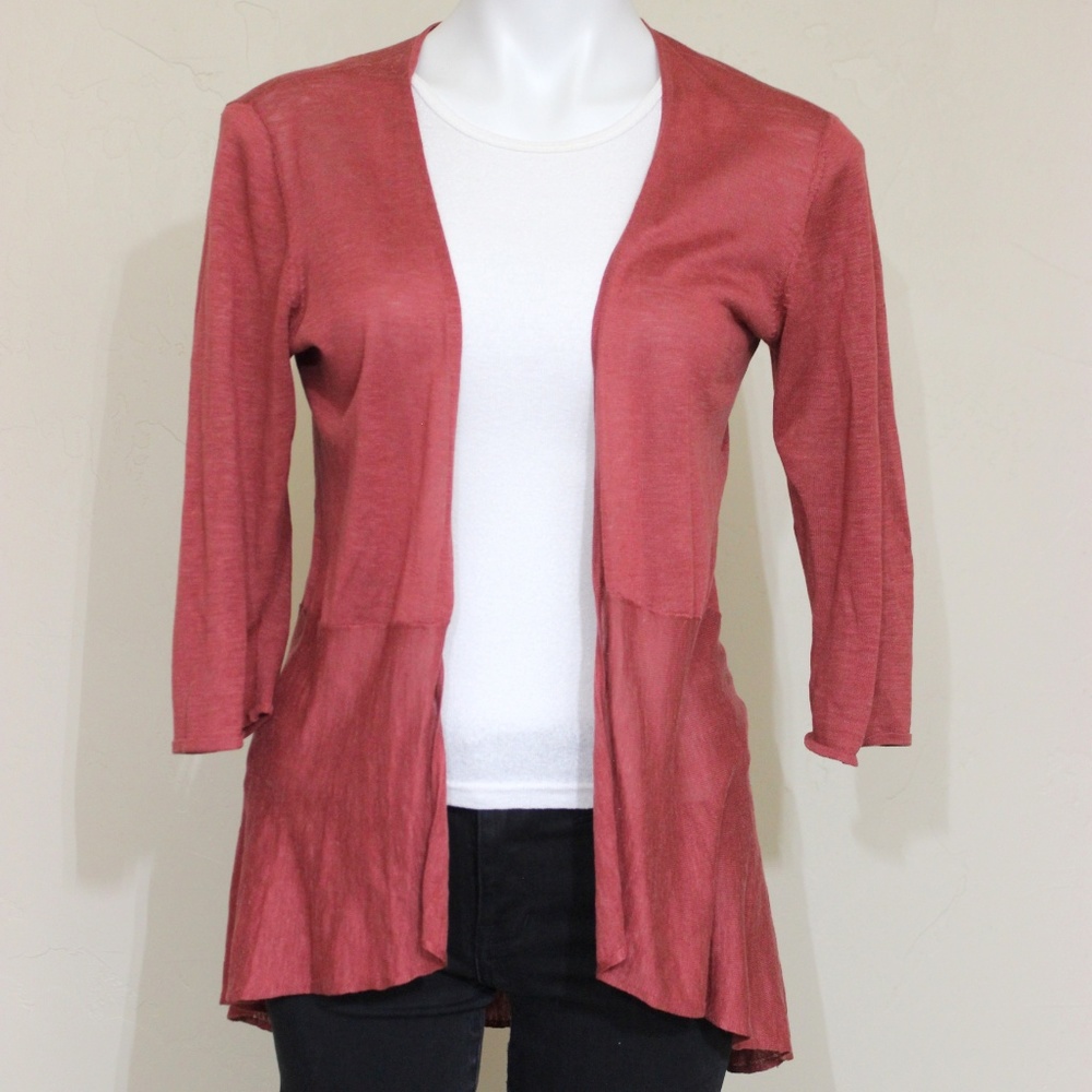 Eileen Fisher Silk Linen Open Front Knit Cardigan - Picture 4 of 8